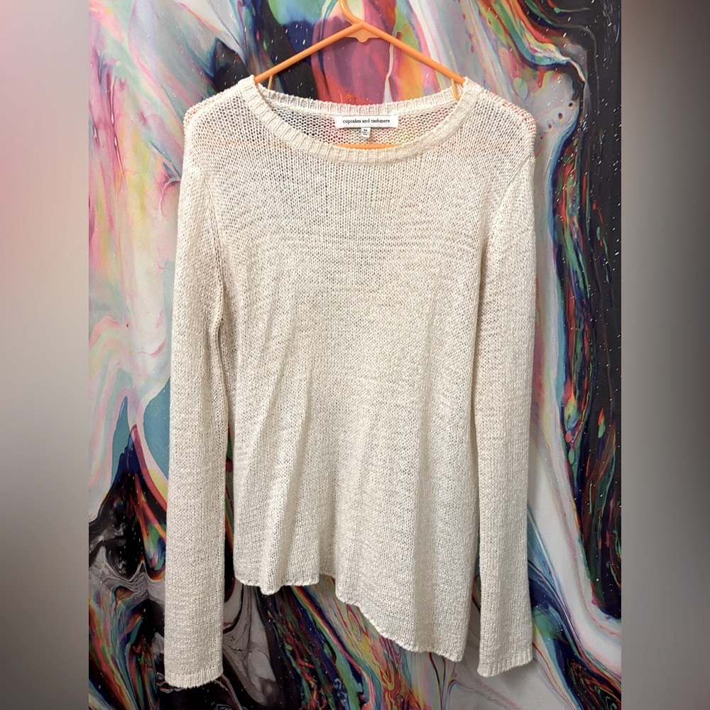 Cupcakes & Cashmere M Ivory Knit Sweater Asymmetrical | BUNDLE DEAL